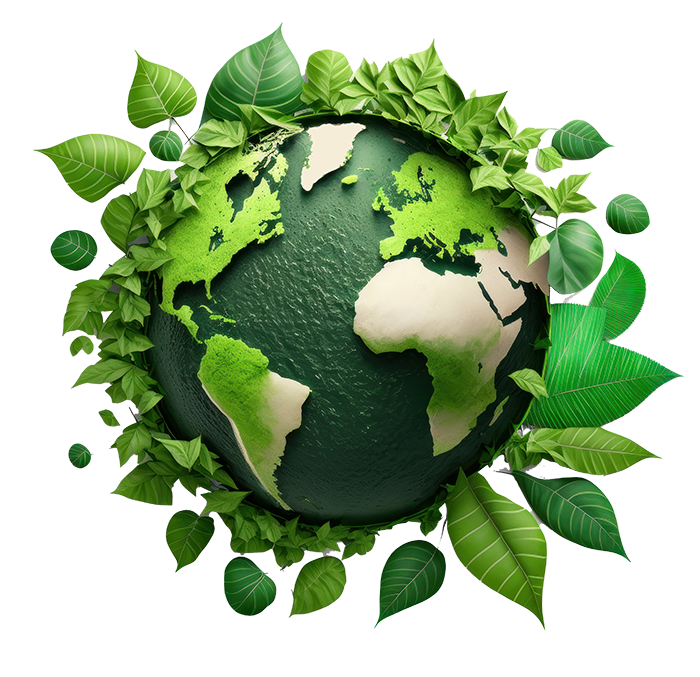 Vihreä maa vihreiden lehtien ympäröimänä - kestävyys manifacturing